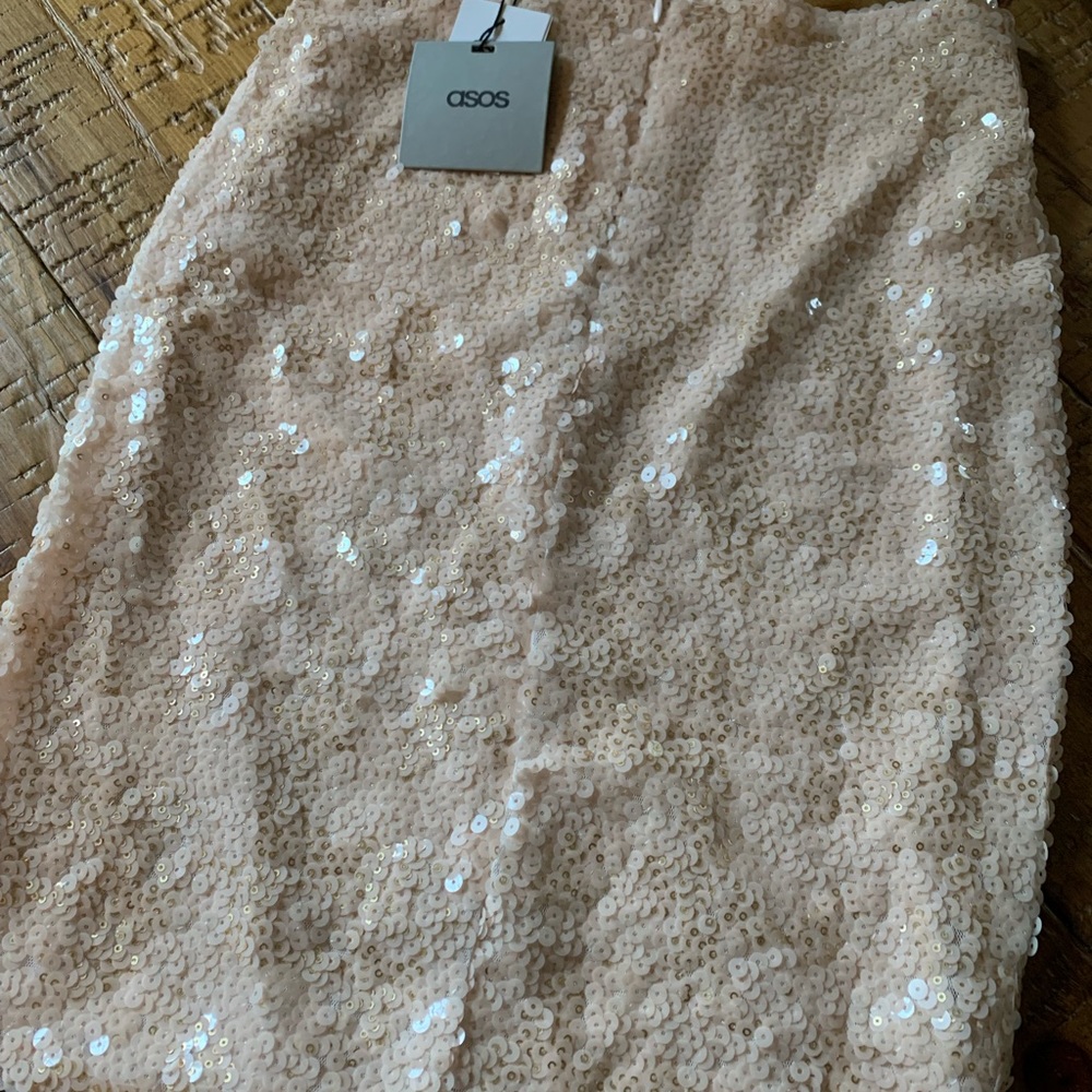 NWT ASOS sequin skirt blush color